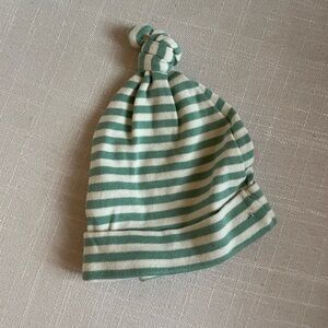 Hanna Andersson Green and White Striped Kids Hat